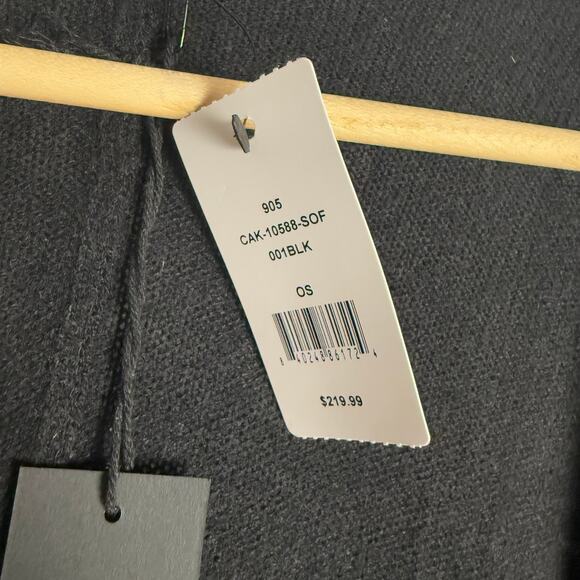 Saks Fifth Avenue Black 100% Cashmere Knit Shawl Cape Sweater One Size - Picture 7 of 8